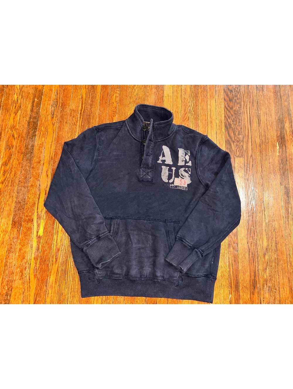 American Eagle Large Preppy Henley Sweatshirt Long Sleeve Pullover